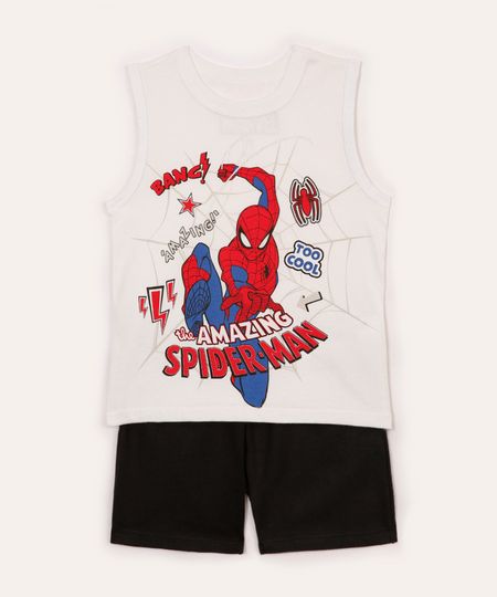 conjunto curto infantil homem aranha off white 4