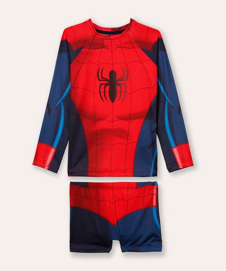 conjunto infantil homem aranha proteção uv vermelho 6