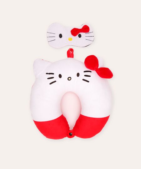 apoio de pescoço com máscara de dormir hello kitty vermelho UNICO apoio de pescoço com máscara de dormir hello kitty vermelho UNICO