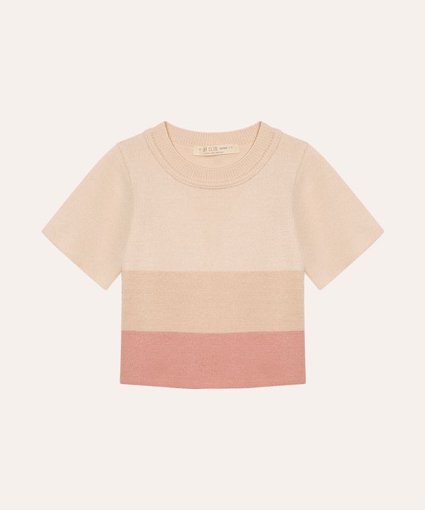 camiseta de tricot infantil manga curta listrada colorida 4