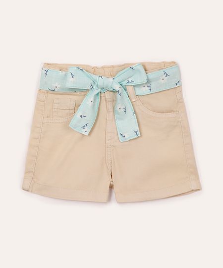 short clochard de sarja infantil com faixa bege 3