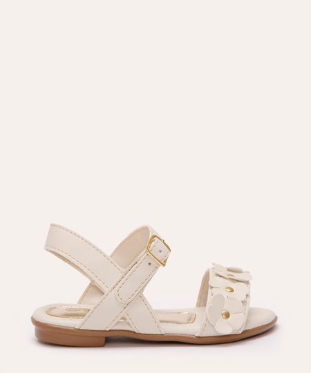 sandália infantil com floral off white 21