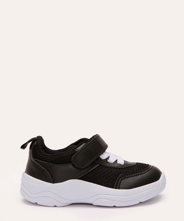 tênis casual infantil com velcro preto 25