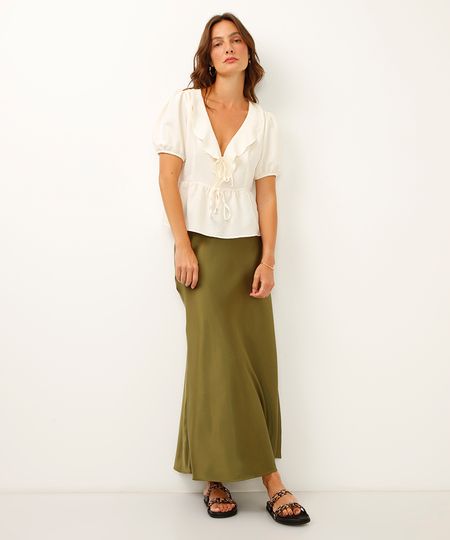 saia longa acetinada verde 40