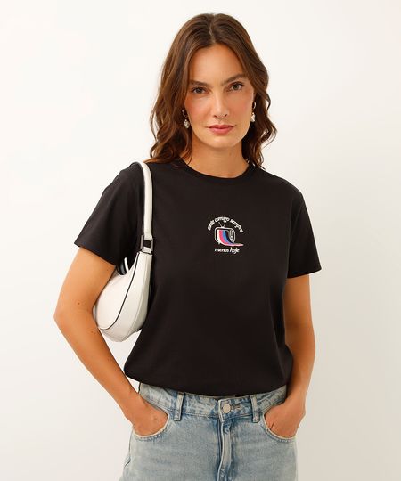 camiseta de algodão conte comigo sempre menos hoje preta PP camiseta de algodão conte comigo sempre menos hoje preta PP