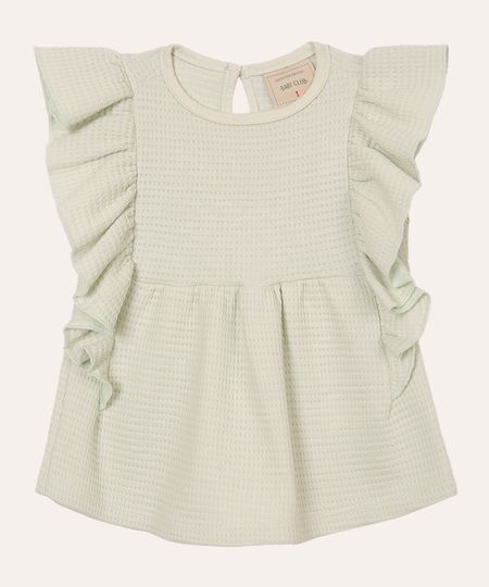 bata infantil com babado texturizada verde 3