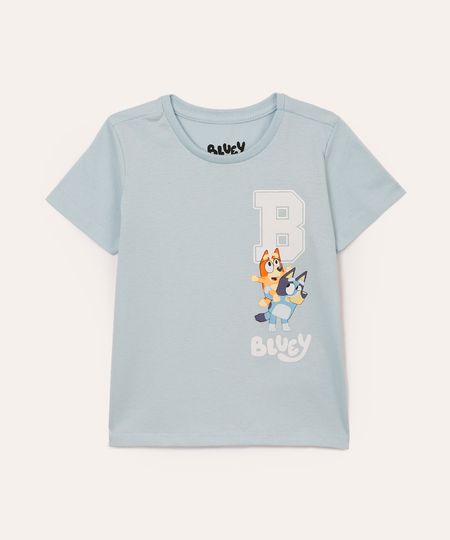 camiseta de algodão infantil manga curta bluey azul 1