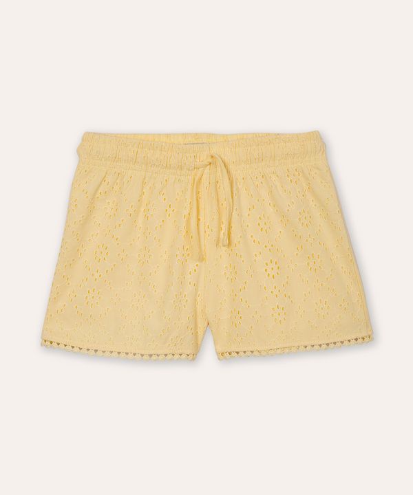 short infantil de algodão com laise amarelo 6