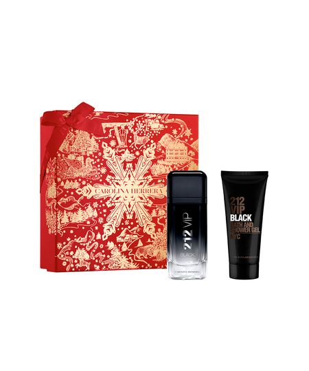 kit 212 vip black carolina herrera eau de parfum 100ml e gel de banho 100ml UNICO