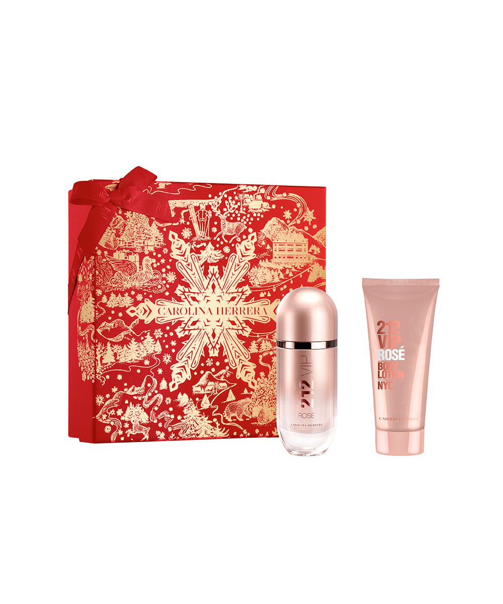 kit 212 vip rosé carolina herrera eau de parfum 80ml e creme corporal 100ml