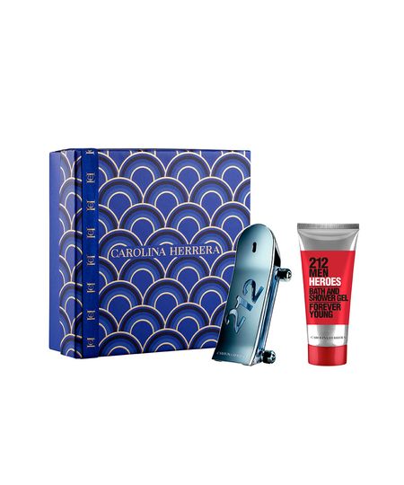 kit 212 men heroes carolina herrera eau de toilette 90ml e gel de banho 100ml UNICO