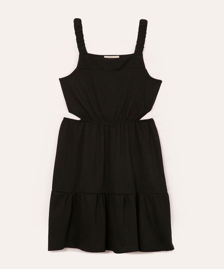 vestido curto juvenil com recortes preto 16