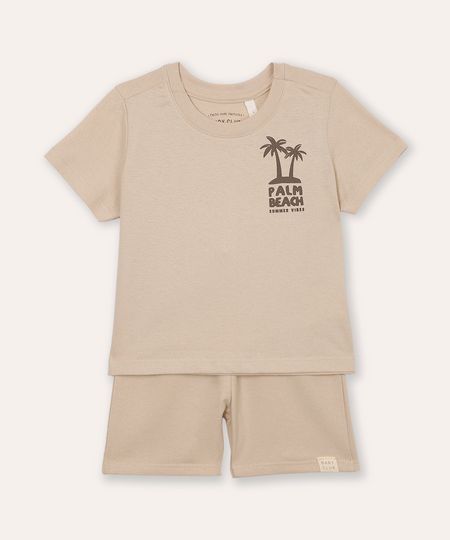 conjunto infantil curto palm beach bege 2
