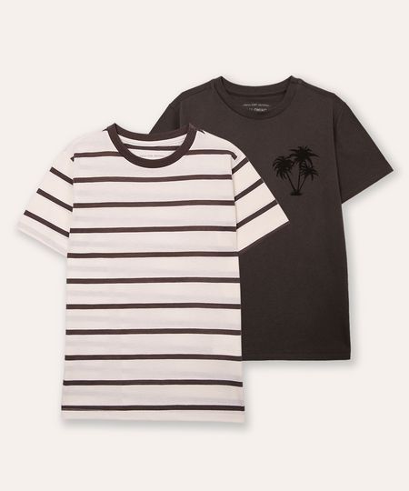 kit de 2 camisetas infantis de algodão cinza 4 kit de 2 camisetas infantis de algodão cinza 4