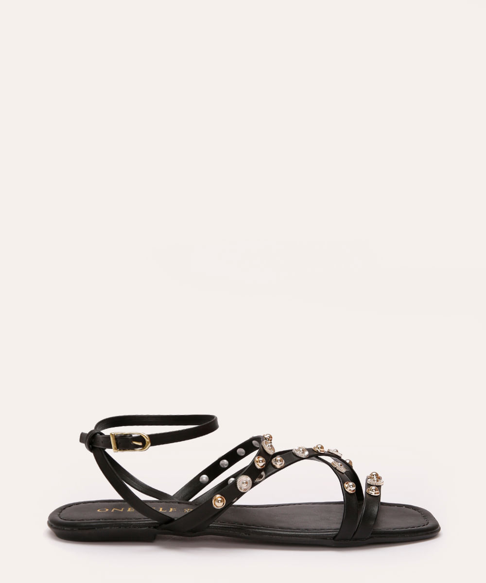 rasteirinha com tachas oneself preto