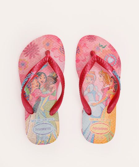 chinelo havaianas infantil slim princesas rosa 27-28