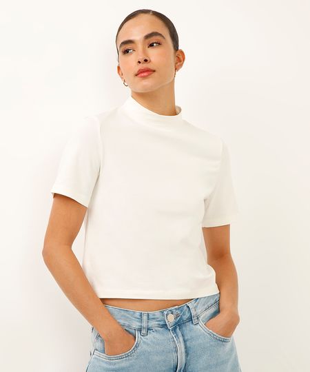 cropped de algodão peruano gola rolê off white GG