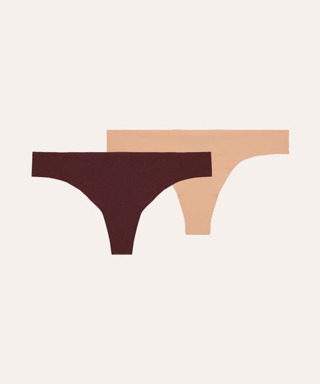 kit de 2 calcinhas fio dental sem costura colorido M kit de 2 calcinhas fio dental sem costura colorido M