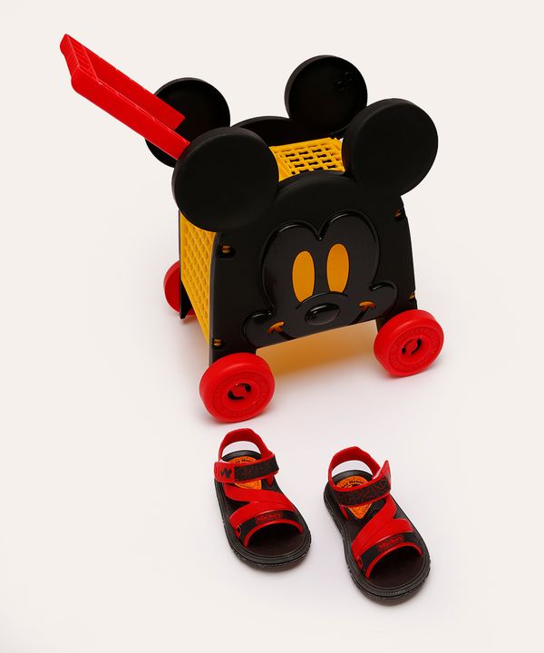 sandália infantil mickey mouse com carrinho preto 23-24