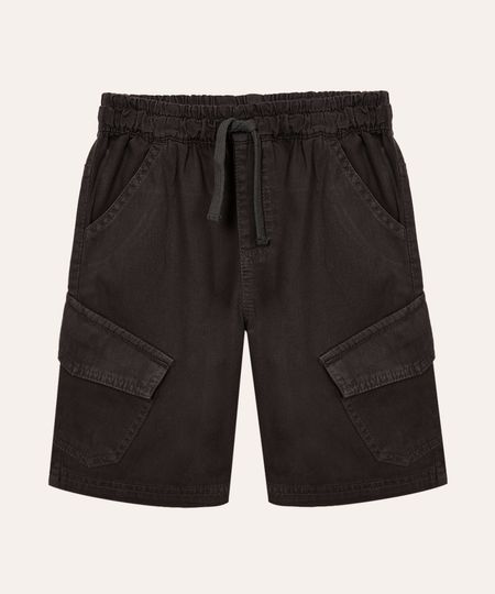 bermuda cargo infantil de sarja cinza 4