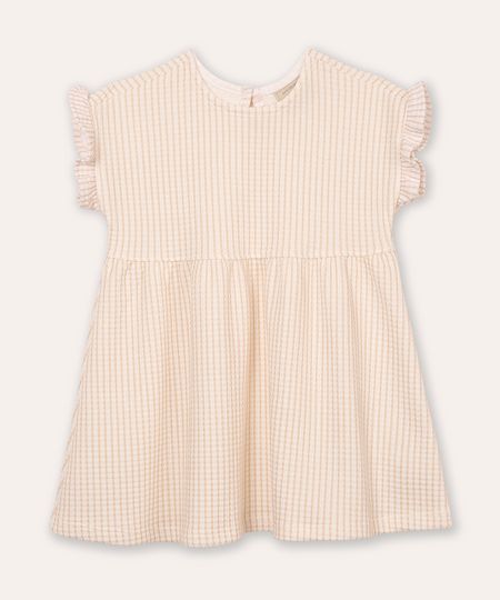 vestido midi infantil listrado texturizado bege 2 vestido midi infantil listrado texturizado bege 2