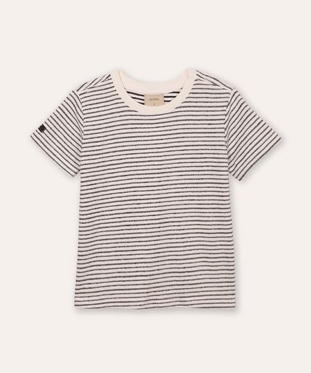 camiseta infantil de algodão listrada off white 12