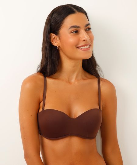 sutiã base com bojo alças removíveis marrom 40 sutiã base com bojo alças removíveis marrom 40