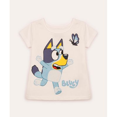 blusa infantil de algodão com glitter bluey off white