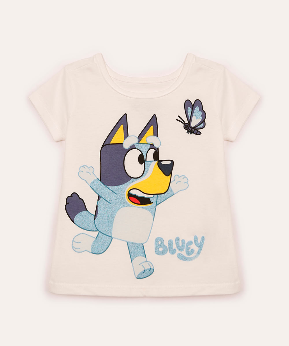 blusa infantil de algodão com glitter bluey off white