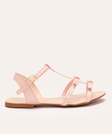 sandália infantil laços rosa 30