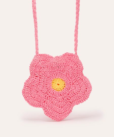 bolsa infantil de palha margarida rosa UNICO