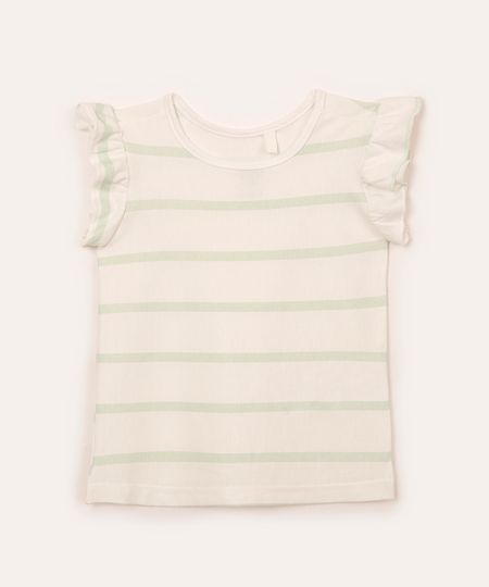 blusa infantil de algodão listrada verde 2