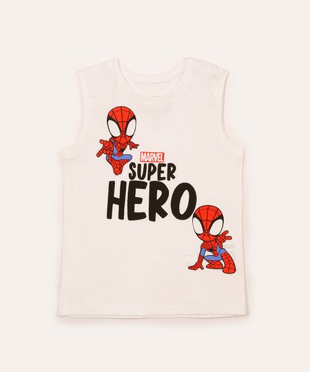 regata infantil de algodão homem aranha off white 2