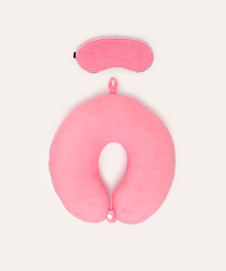 apoio de pescoço com máscara de dormir rosa UNICO