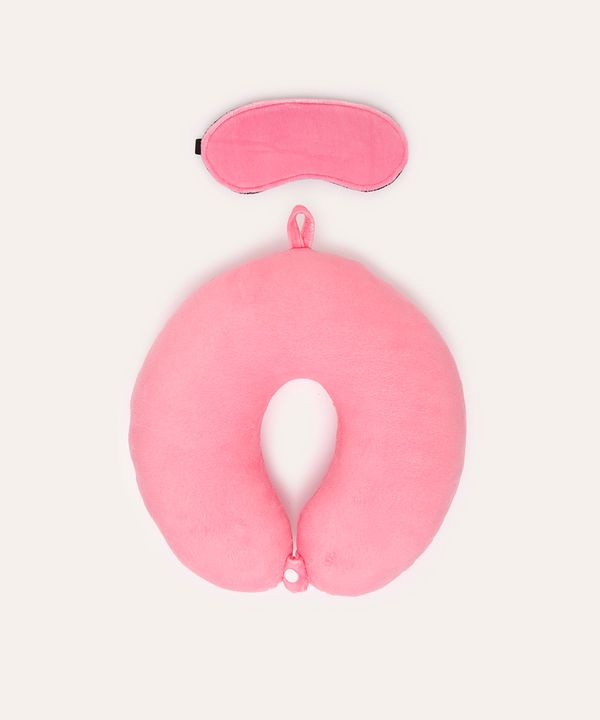 apoio de pescoço com máscara de dormir rosa UNICO