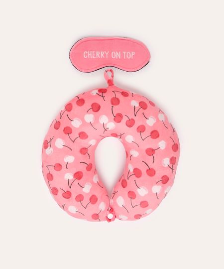 kit de apoio de pescoço e tapa olho cerejas rosa UNICO