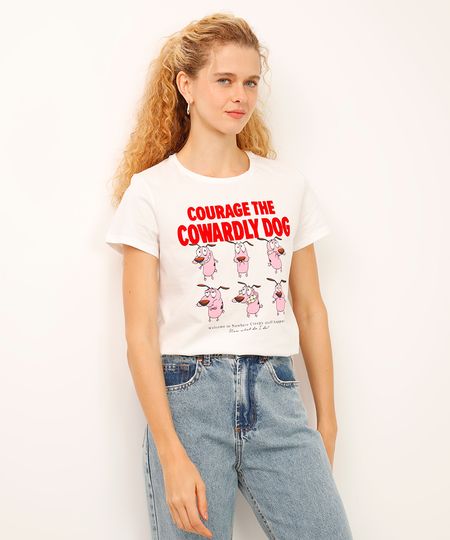 camiseta de algodão mood coragem o cão covarde off white P