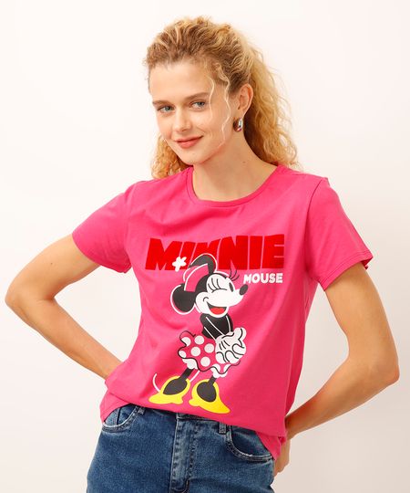 camiseta de algodão manga curta minnie rosa M camiseta de algodão manga curta minnie rosa M