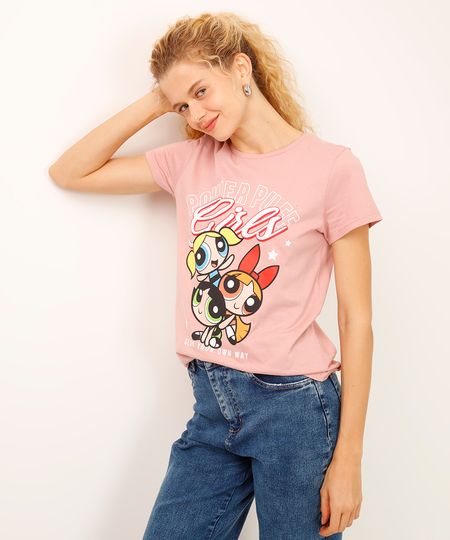 camiseta de algodão as meninas super poderosas rosa PP camiseta de algodão as meninas super poderosas rosa PP