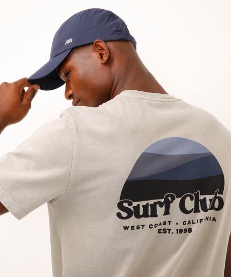 camiseta de algodão manga curta surf club bege P