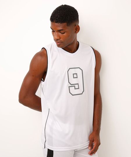regata basquete decote v bicolor esportiva ace branca GG