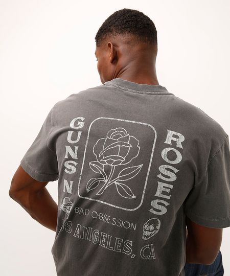 camiseta relaxed de algodão guns n rose cinza P camiseta relaxed de algodão guns n rose cinza P