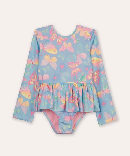 maiô infantil borboletas proteção uv azul 6