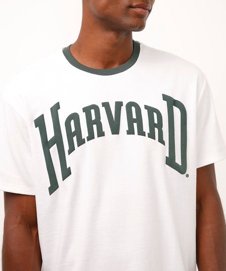 camiseta relaxed de algodão harvard off white P