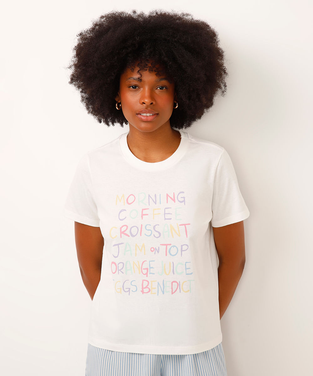 camiseta de pijama morning coffee off white