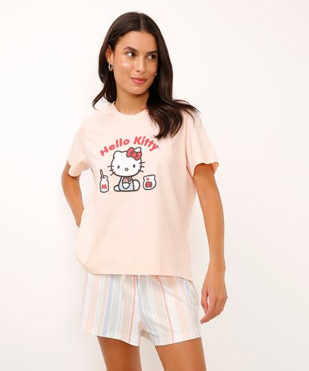 short de pijama listrado off white M short de pijama listrado off white M