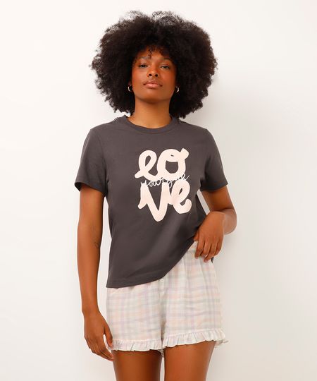 short de pijama xadrez com babados off white PP short de pijama xadrez com babados off white PP