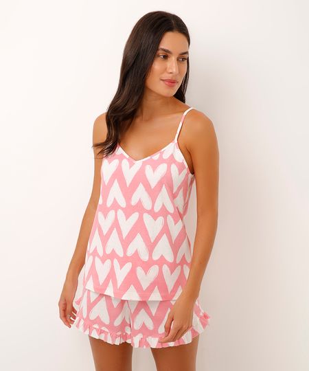 short doll de algodão corações - rosa M short doll de algodão corações - rosa M