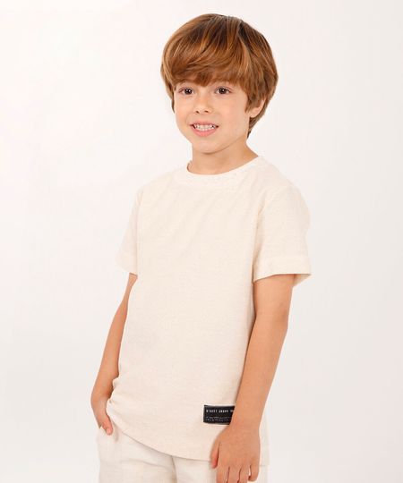 camiseta texturizada infantil manga curta cru 4