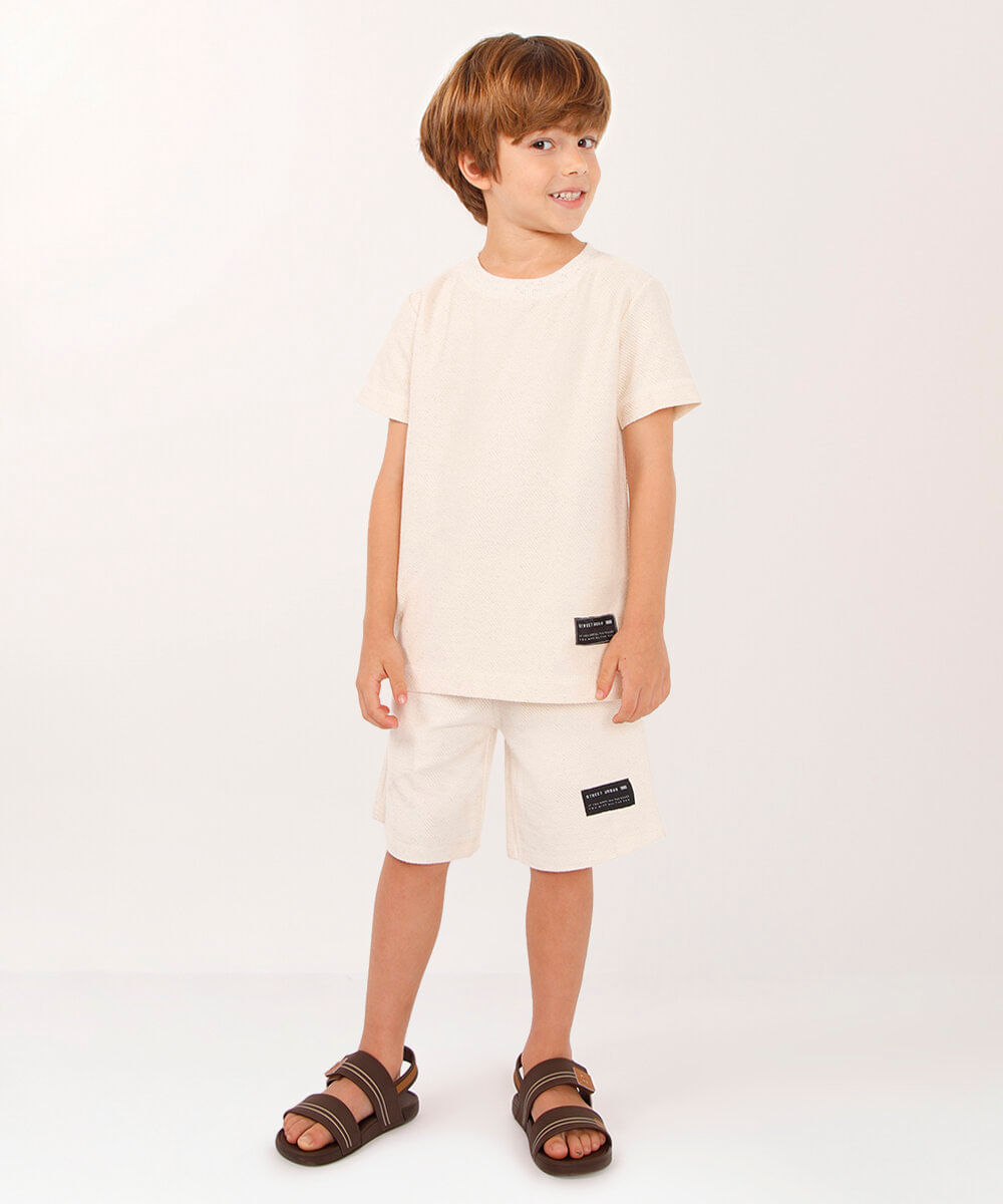 bermuda de algodão infantil com bolsos cru